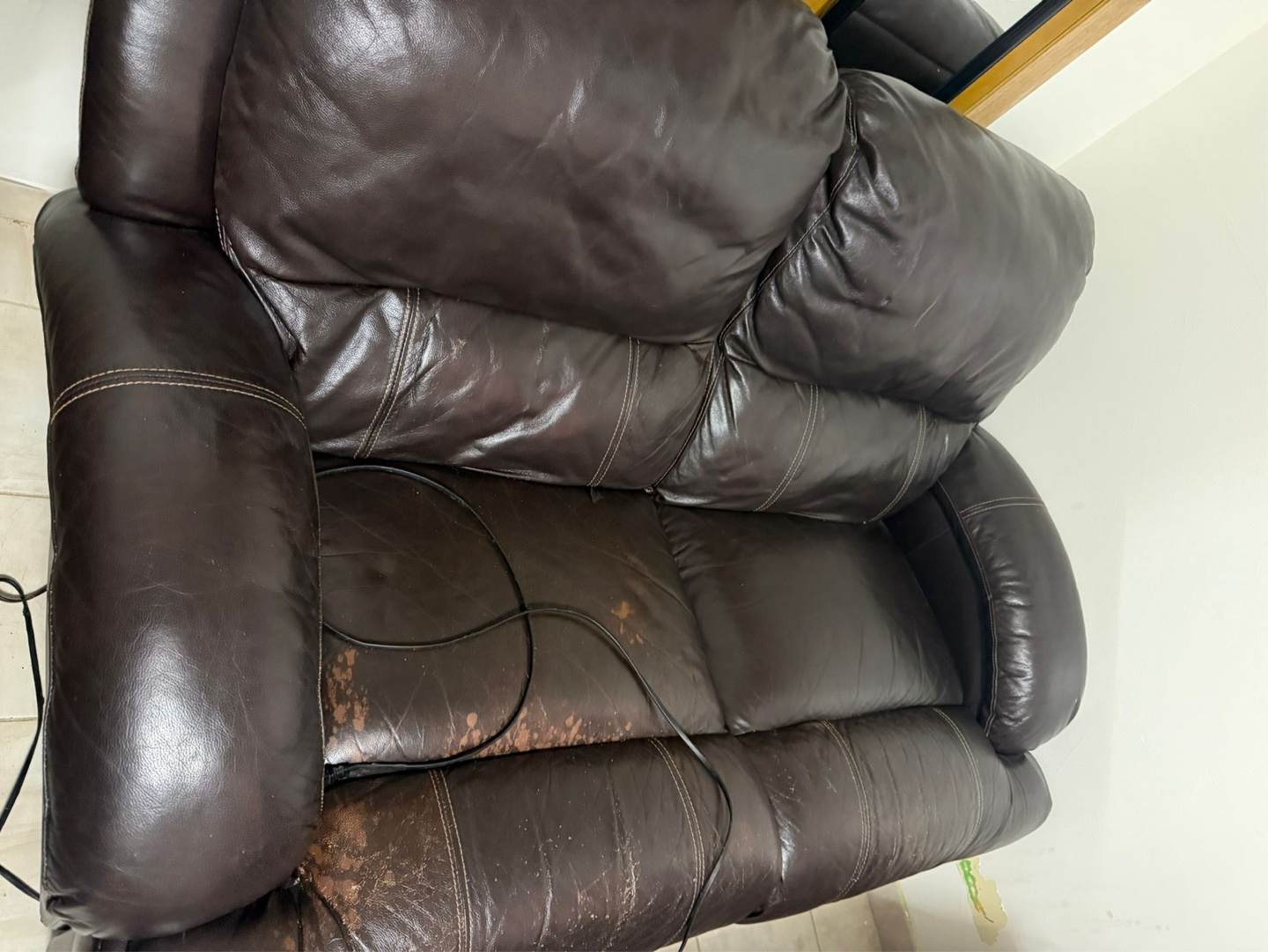 Used Dark Brown Leather Sofa - photo 2