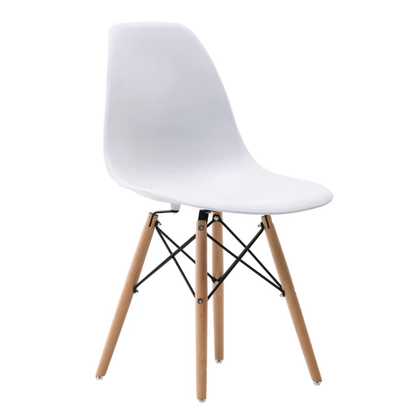 4 White Dining Chairs with Wooden Legs