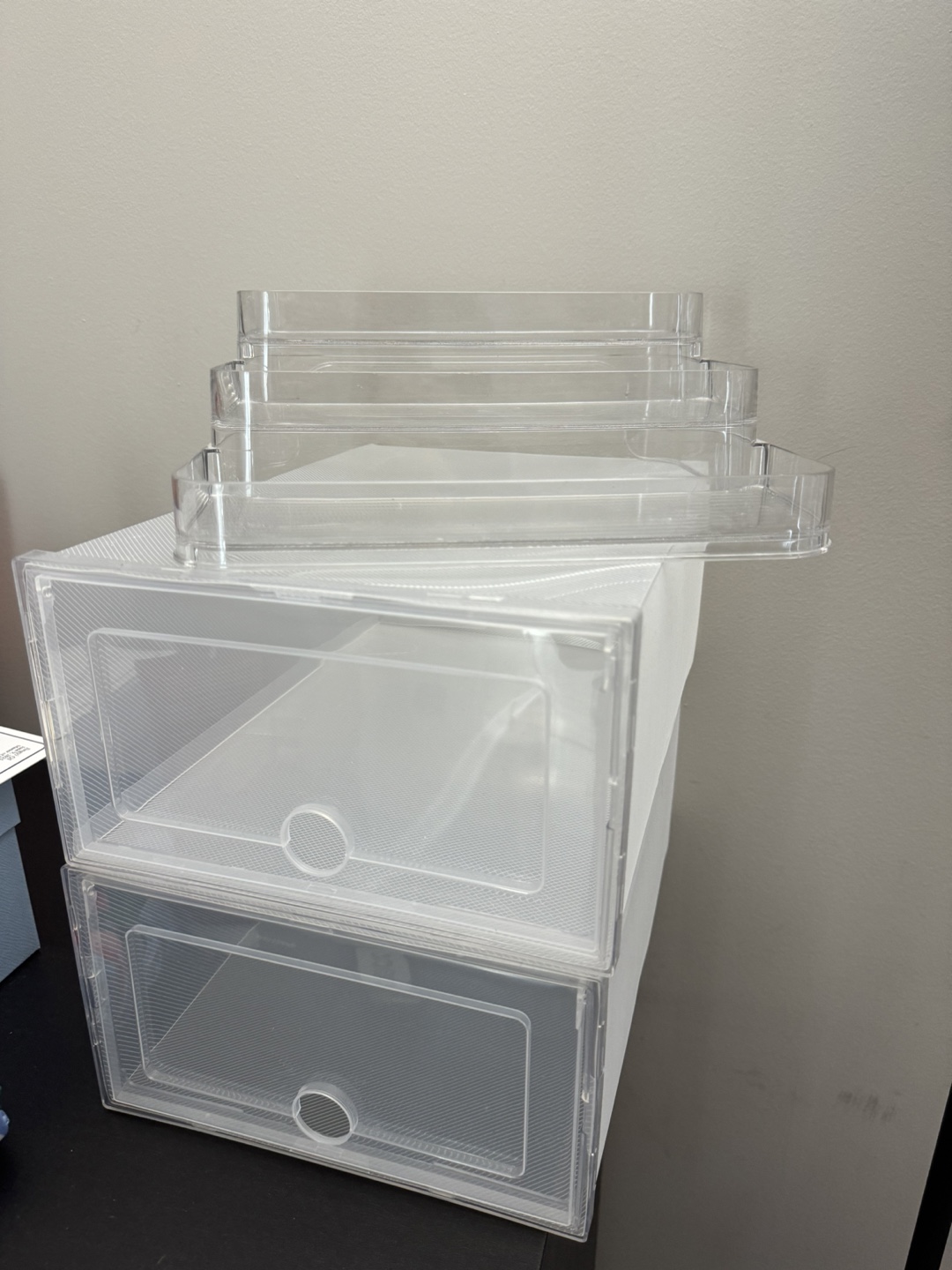 Clear Storage Boxes and acrylic stands