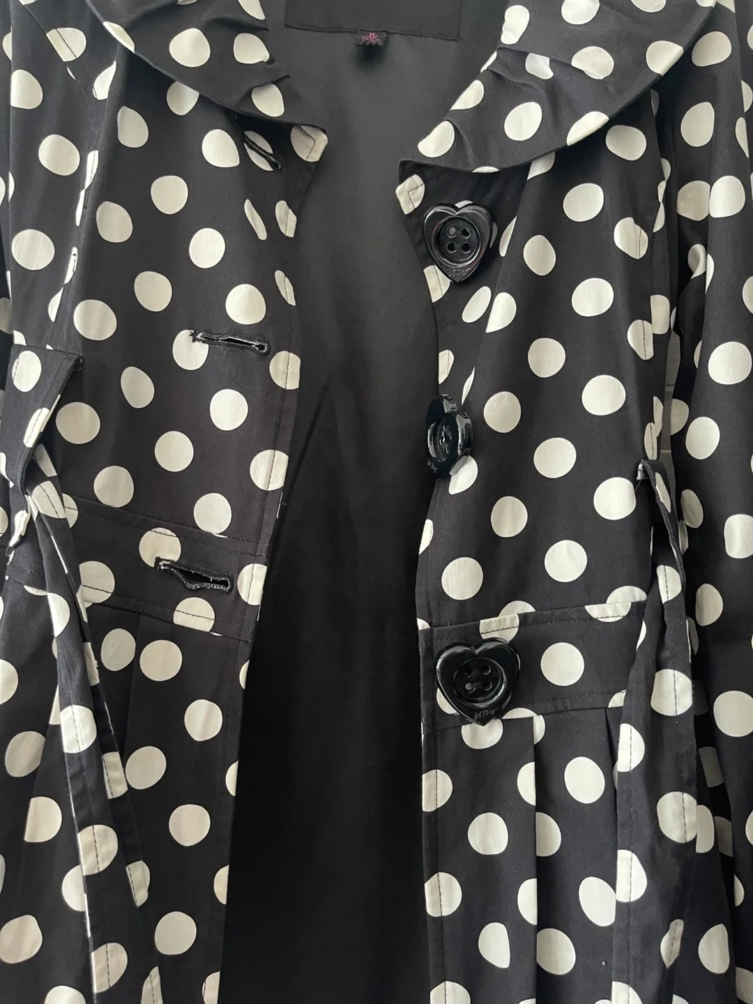 Betsey Johnson Polka Dot Bubble Hem Trench Coat size M image indicator(6)