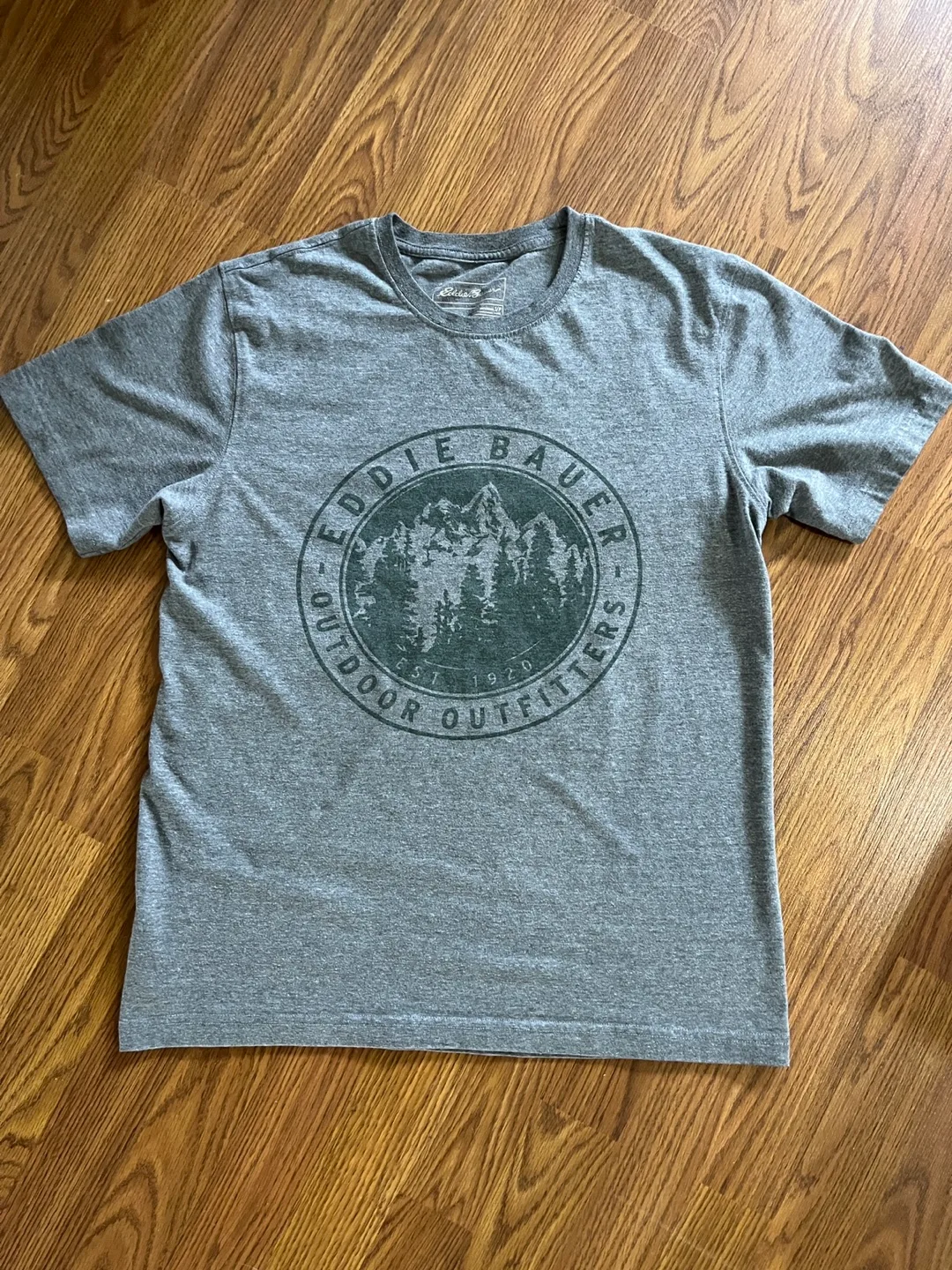 Eddie Bauer men’s small t-shirt, grey with green graphic thumbnail