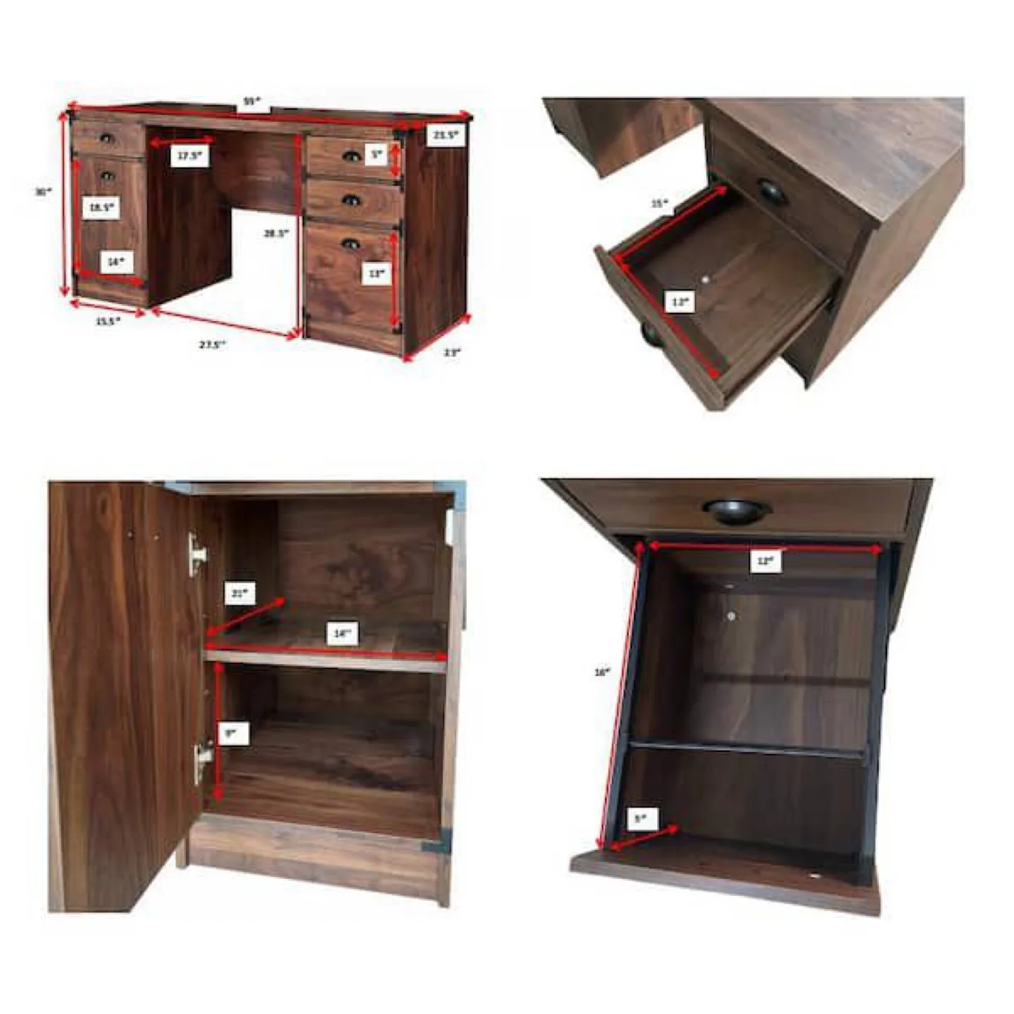 Wood Office Desk with Drawers & Storage image indicator(5)