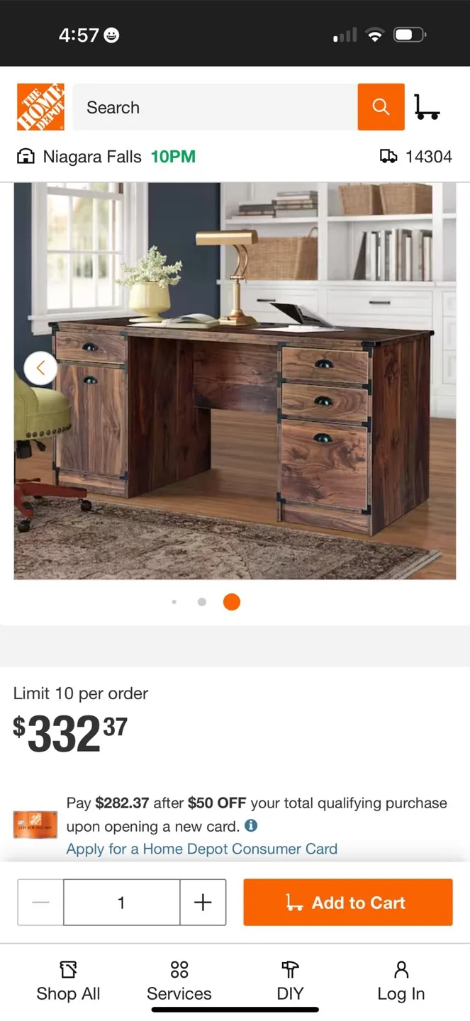 Wood Office Desk with Drawers & Storage image indicator(2)