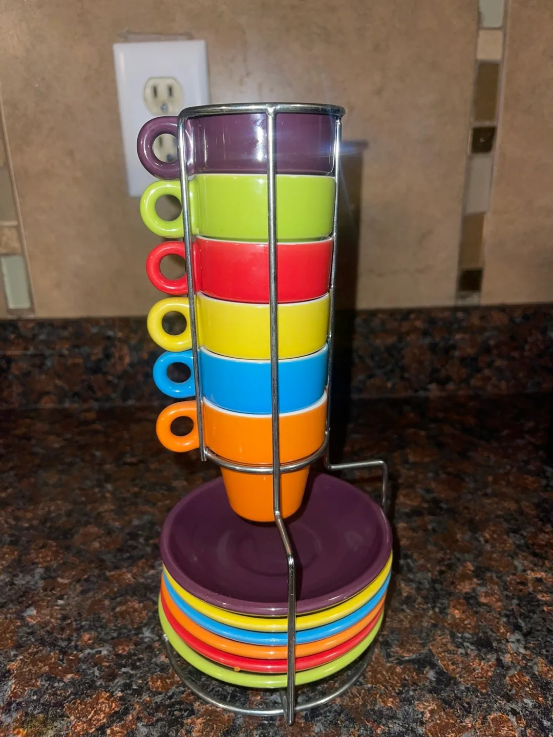 Colorful Espresso Cup Set with Rack 🥕💚 thumbnail