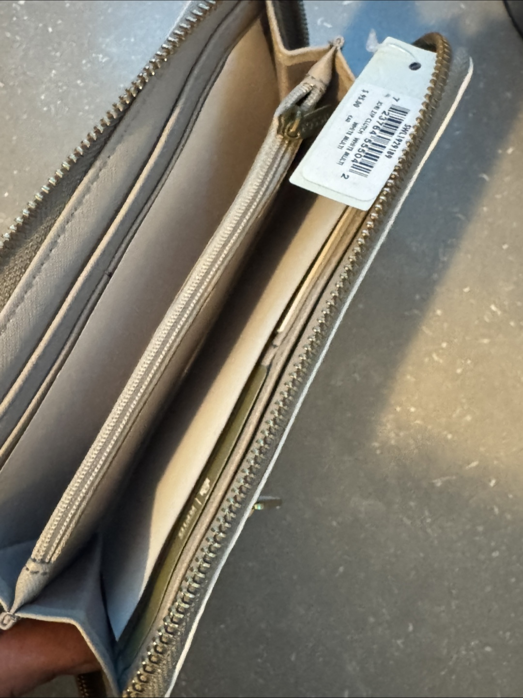 Fossil White and Gray Zip Around Wallet-Leather - photo 2