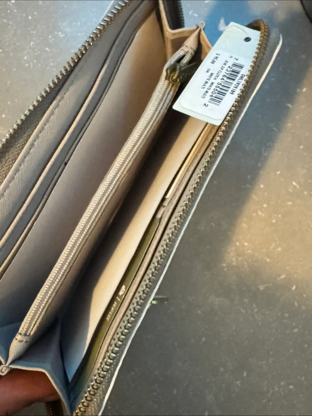 Fossil White and Gray Zip Around Wallet-Leather image indicator(2)