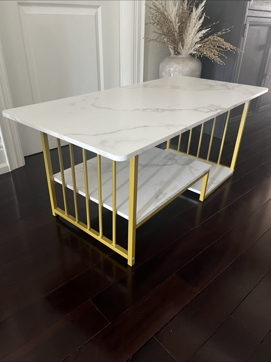 Marble Top Coffee Table with Gold Frame - photo 2