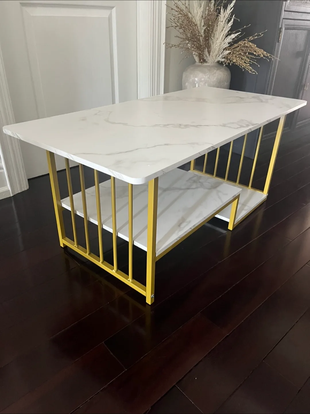 Marble Top Coffee Table with Gold Frame image indicator(2)