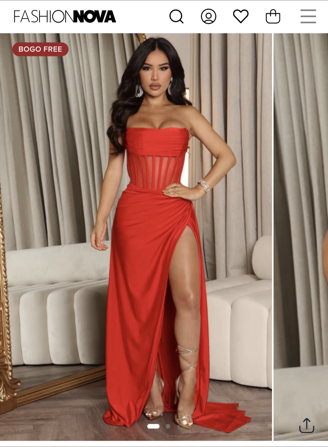 Brand New Fashion Nova Red Strapless Maxi Dress