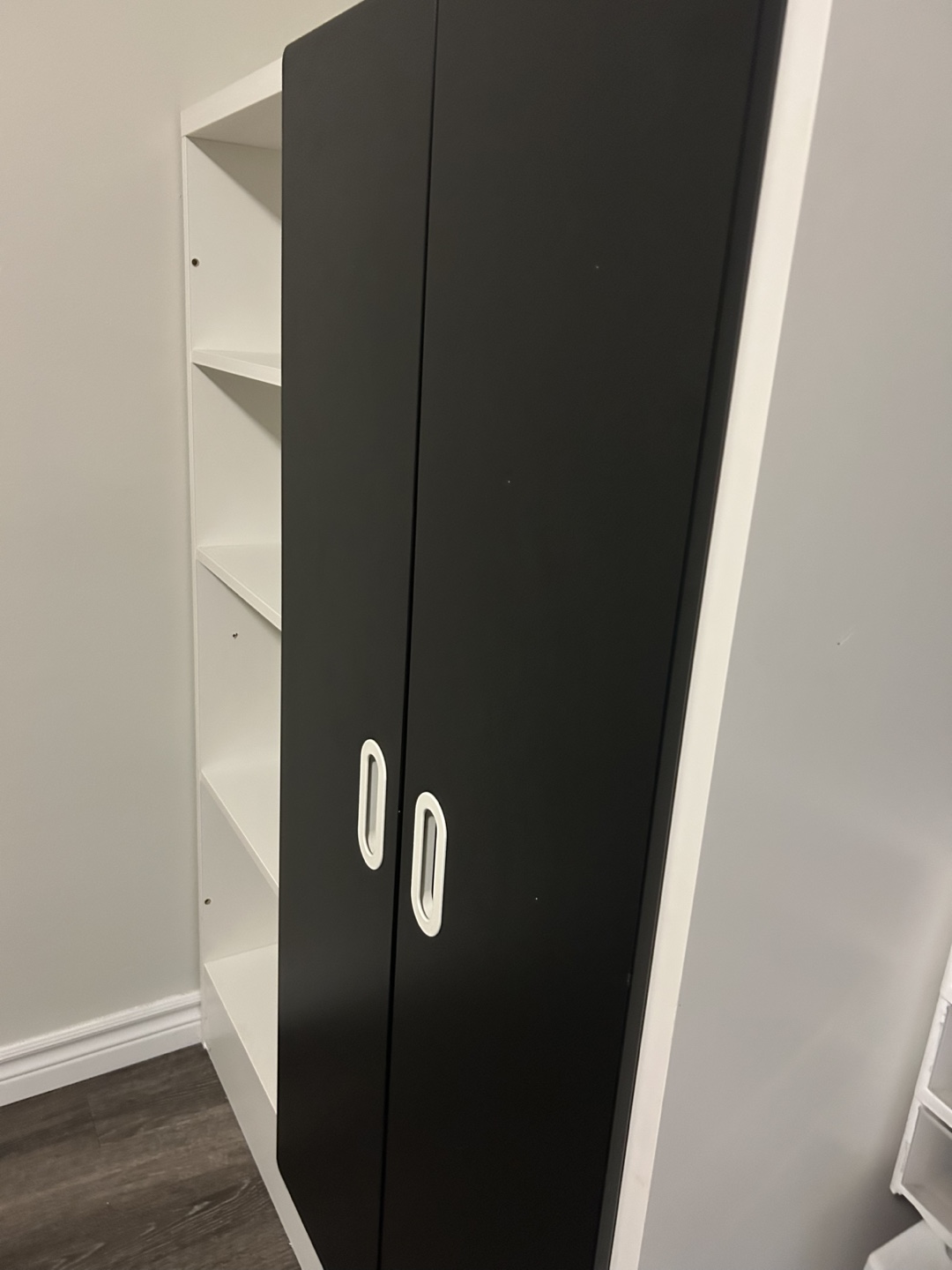 White and Black Shelving Unit with Doors - photo 3