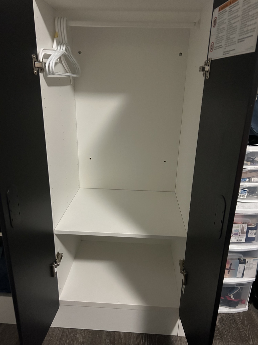 White and Black Shelving Unit with Doors - photo 2
