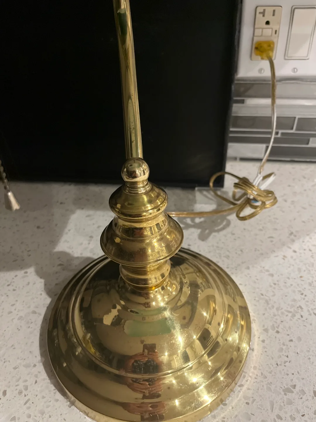 Vintage Brass piano Lamp with Green Shade image indicator(6)