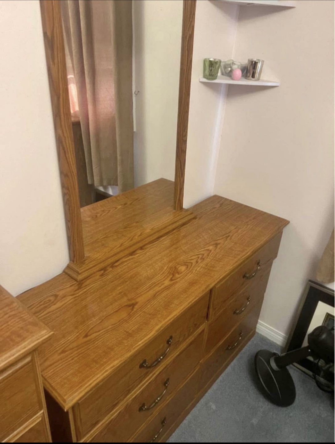 Wooden Dresser With Mirror