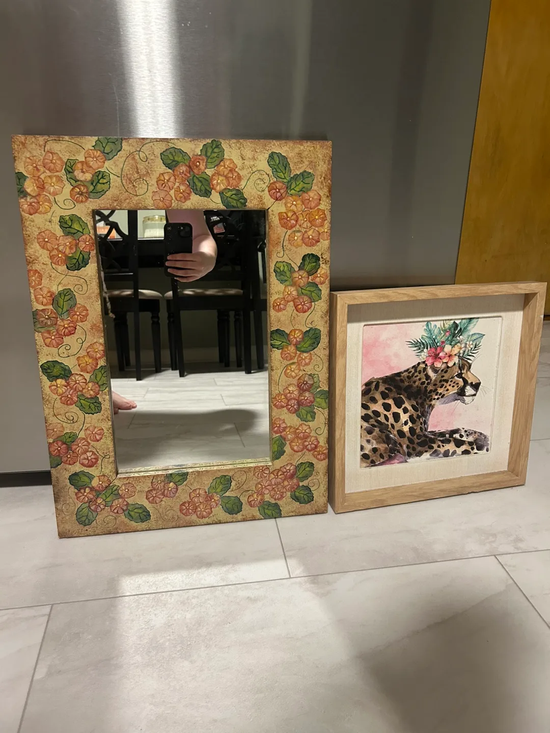 Floral Mirror and Leopard Art Print thumbnail