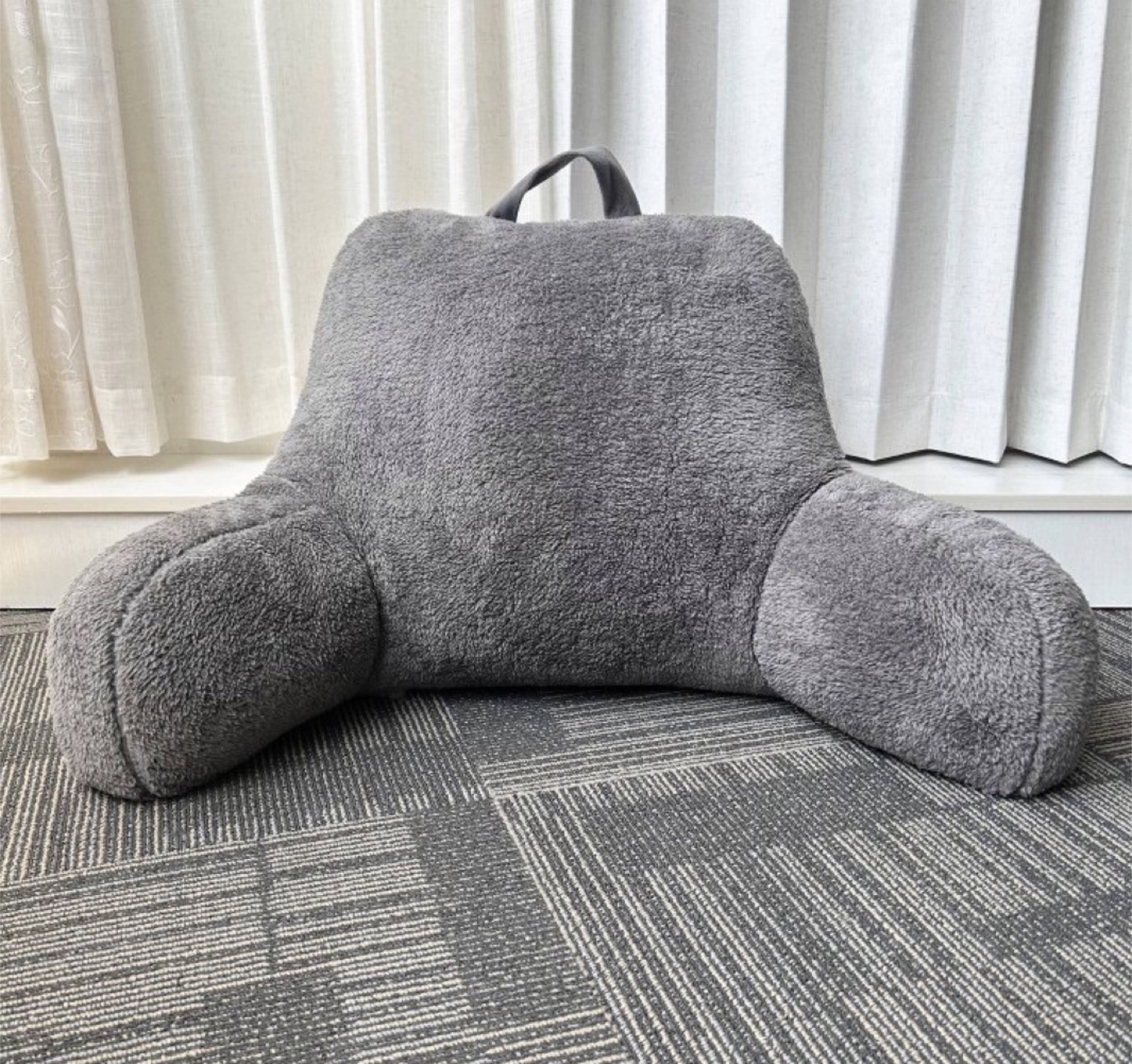 Gray Plush Bed Rest Pillow - photo 2