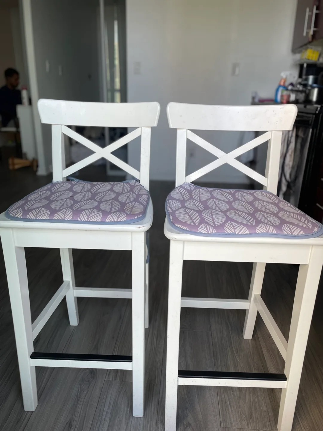 Pair of White Bar Stools IKEA thumbnail