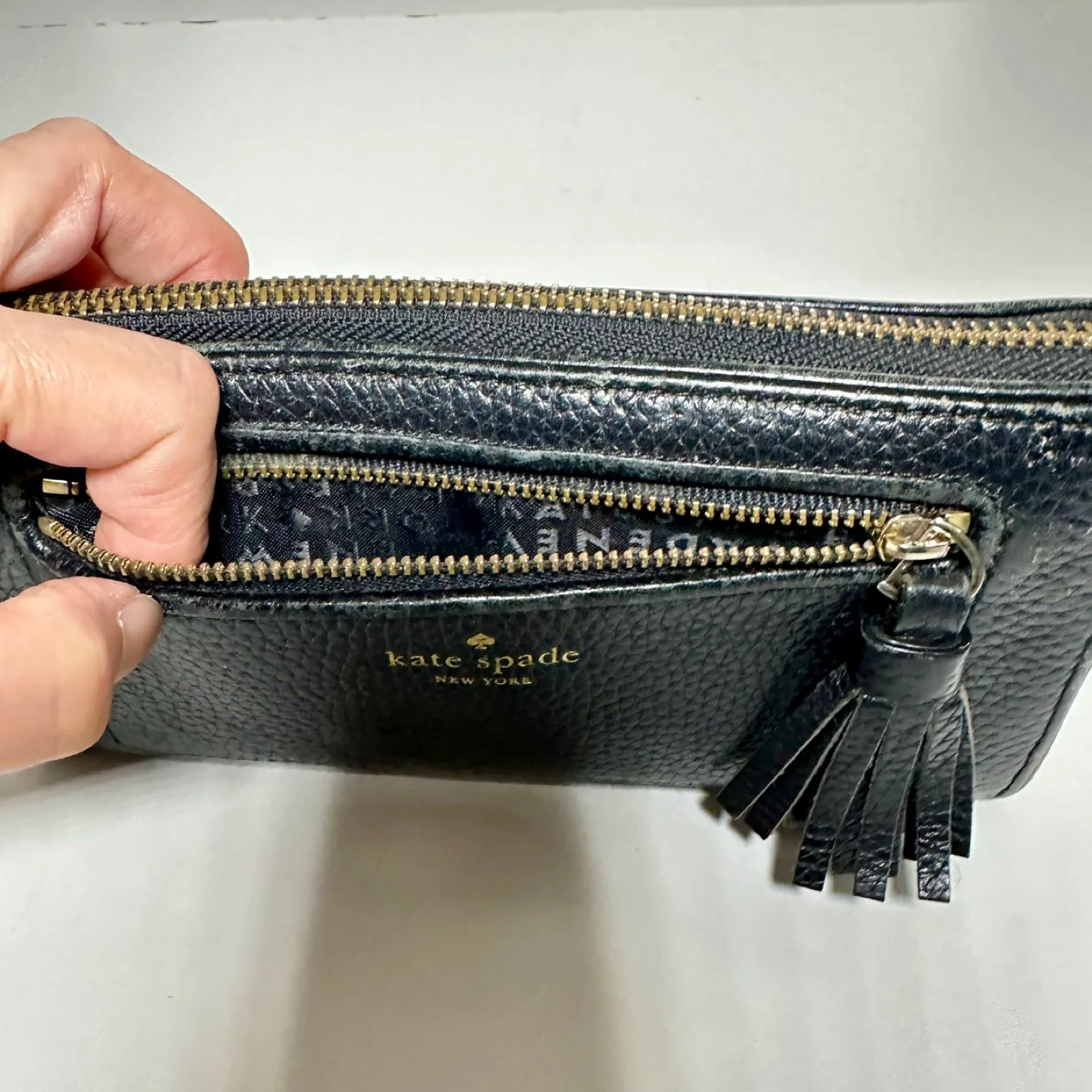 Kate Spade Black Leather Zip Around Wallet image indicator(3)