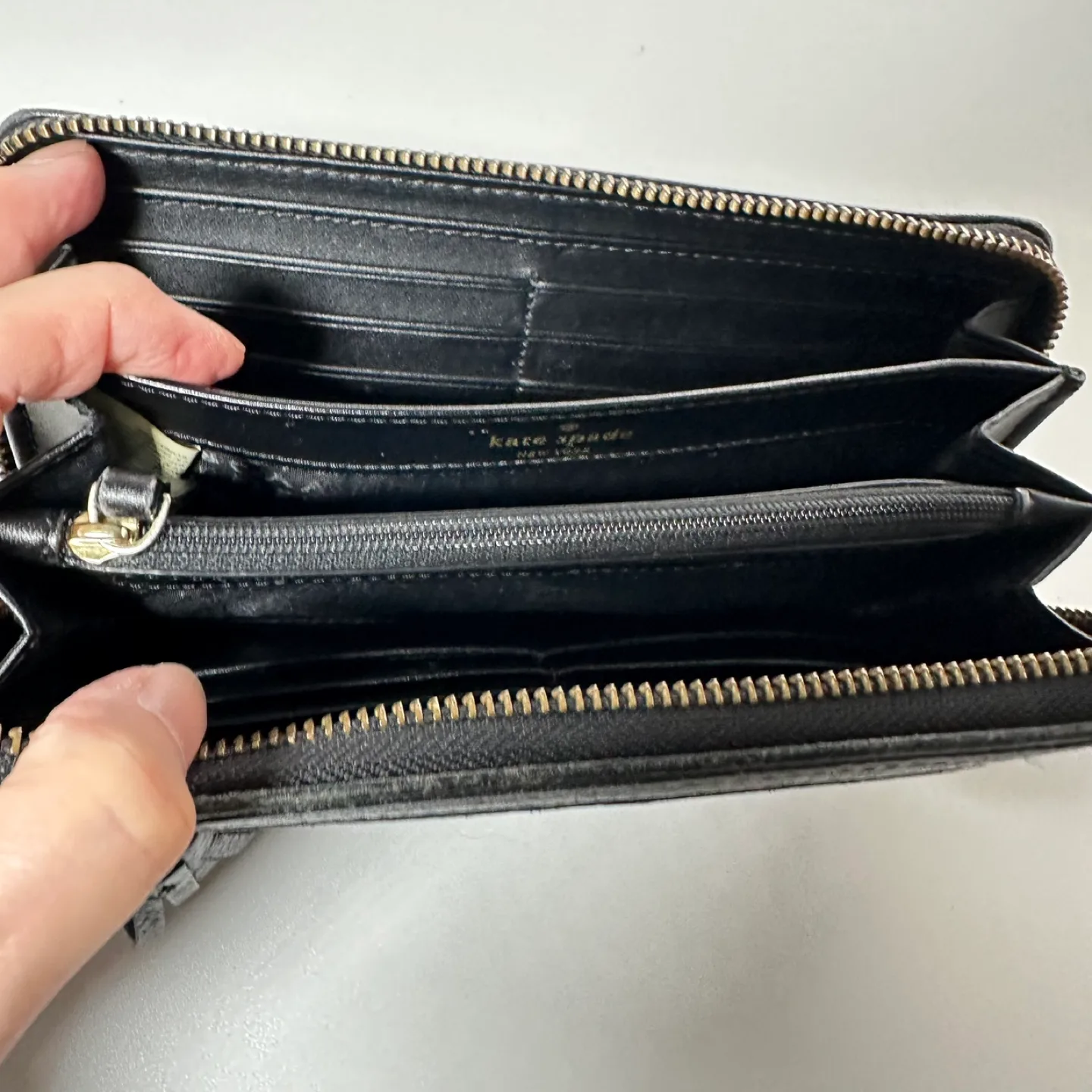 Kate Spade Black Leather Zip Around Wallet image indicator(9)