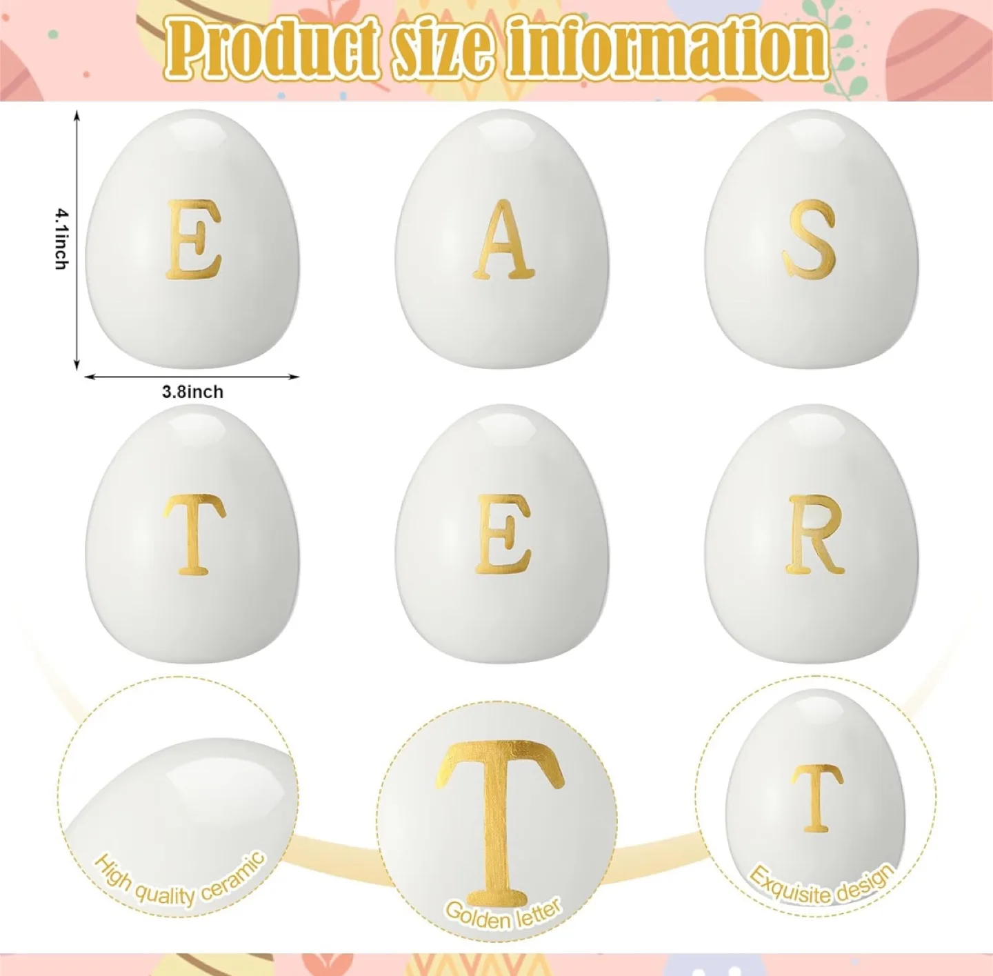💚 New Ceramic Easter Egg Decorations with Gold Lettering image indicator(4)
