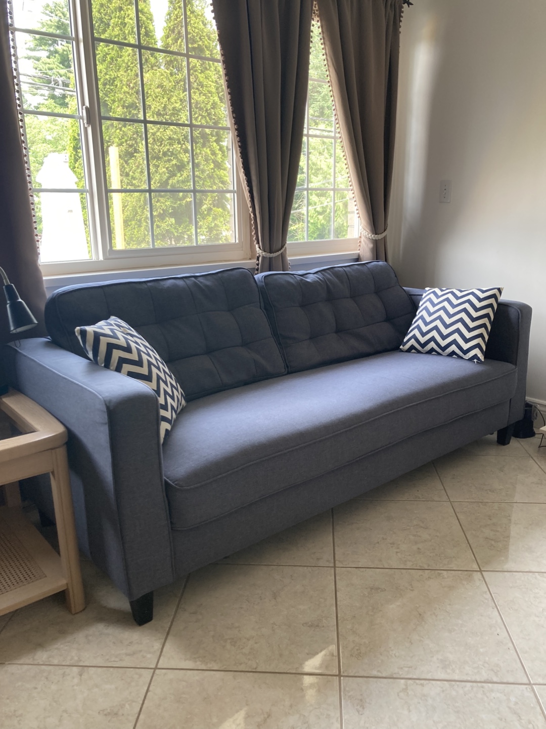 Blue Couch and Armchair Set