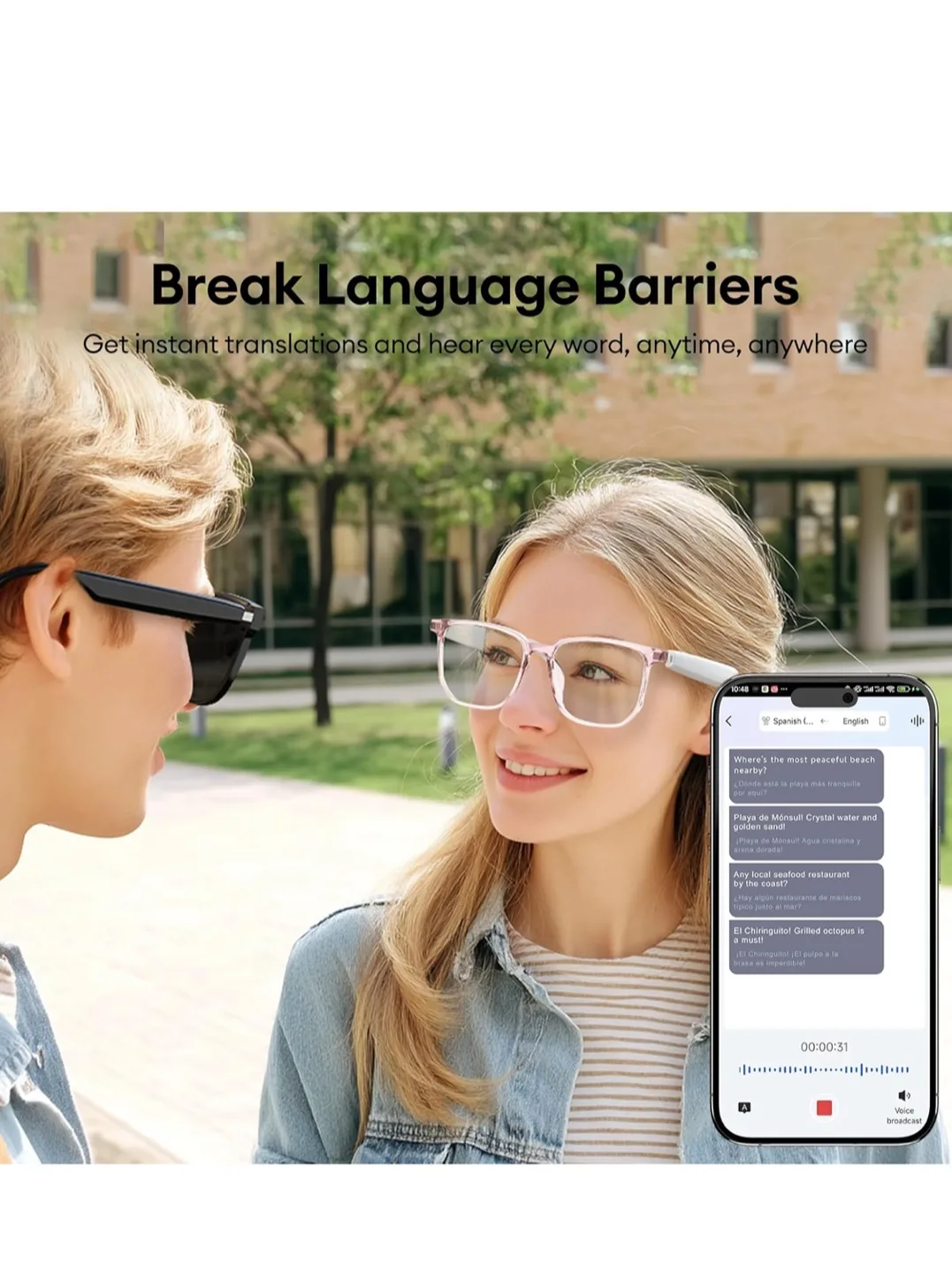 Smart Audio language translation Glasses image indicator(7)