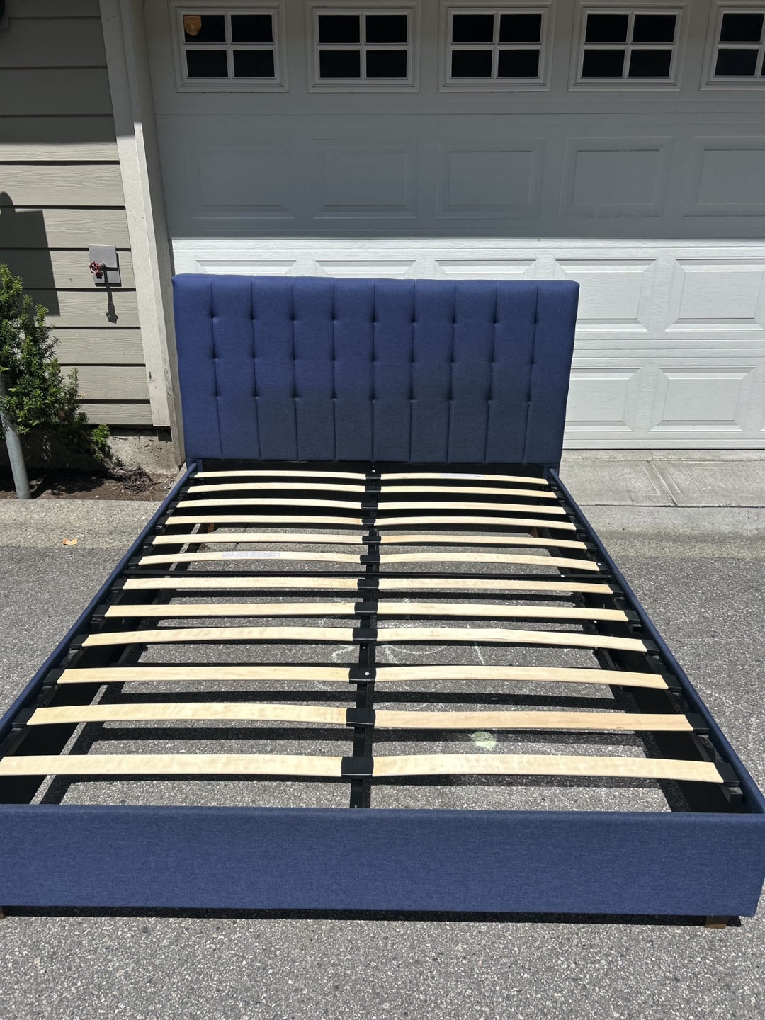 Queen Size Blue Upholstered Bed Frame - photo 2