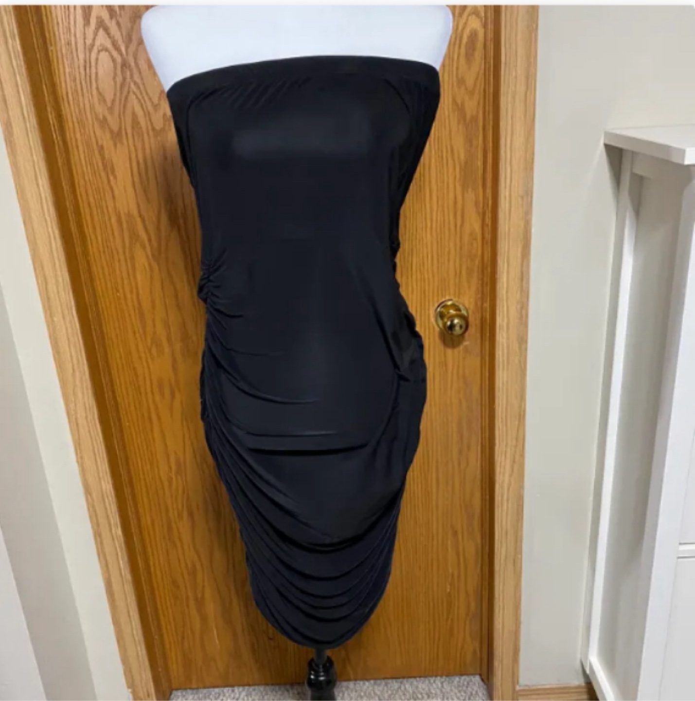 Plus size black ruched tube  dress