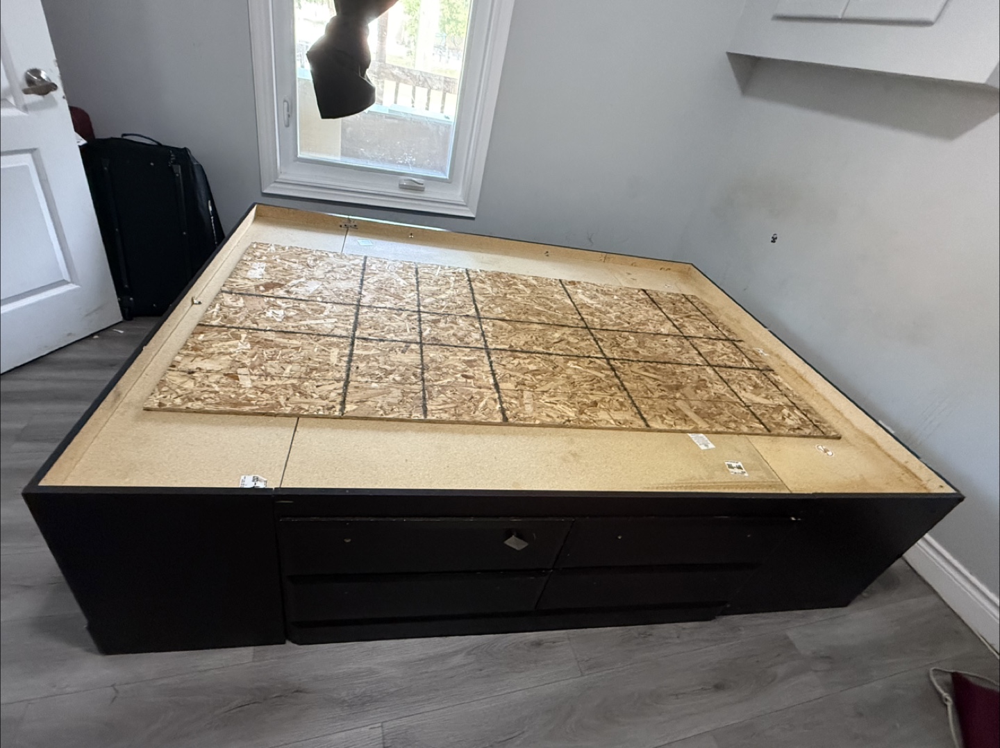 Dark Chocolate Bed Frame with Built-in Storage. Free