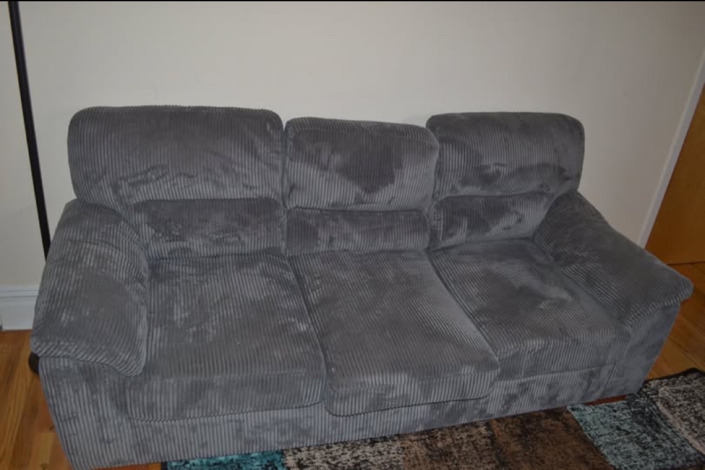 Grey Corduroy Couch - photo 2