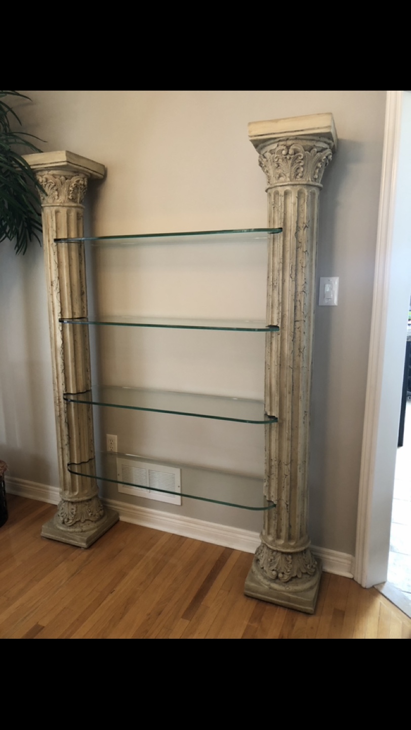 Vintage Column Glass Shelving Unit