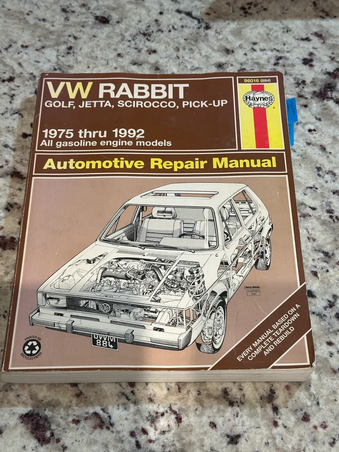 Haynes 884 Repair Manual VW Rabbit Golf Jetta Scirocco 1975-1992 thumbnail