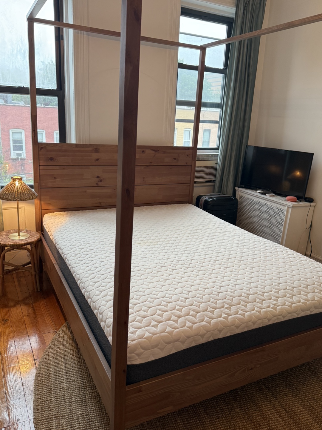Wooden Canopy Bed Frame With Mattress - photo 3
