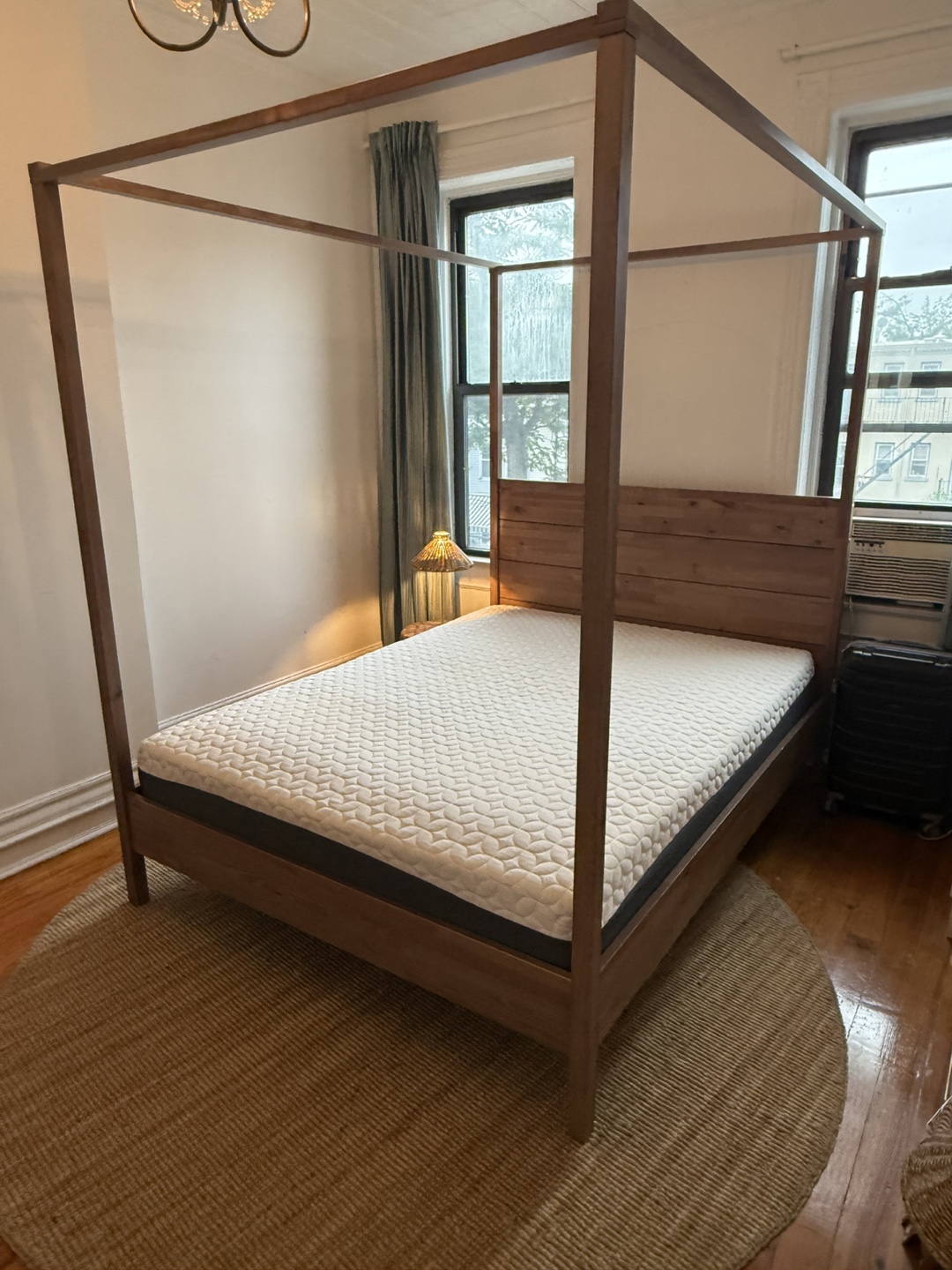 Wooden Canopy Bed Frame With Mattress - photo 4