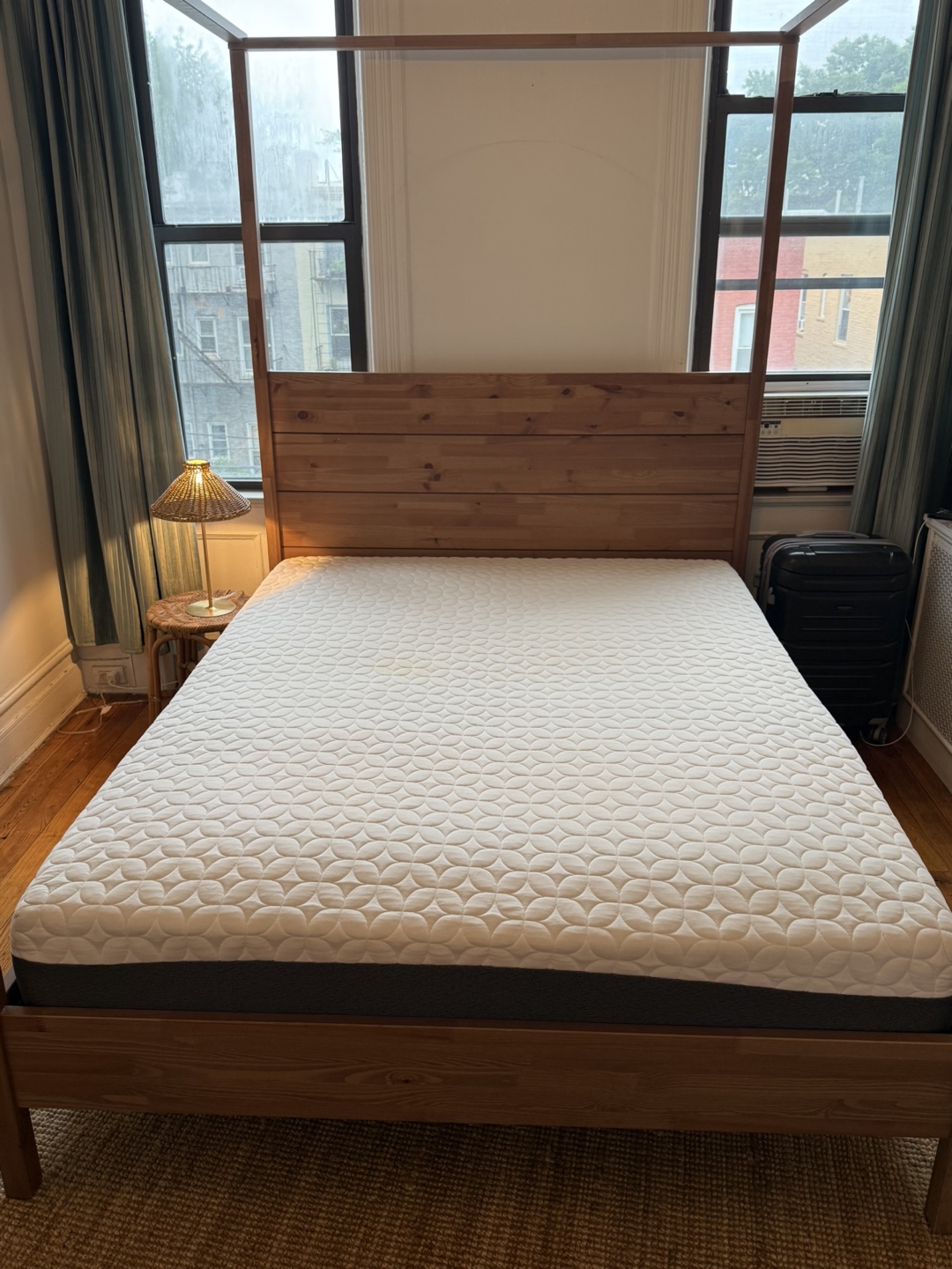 Wooden Canopy Bed Frame With Mattress - photo 2