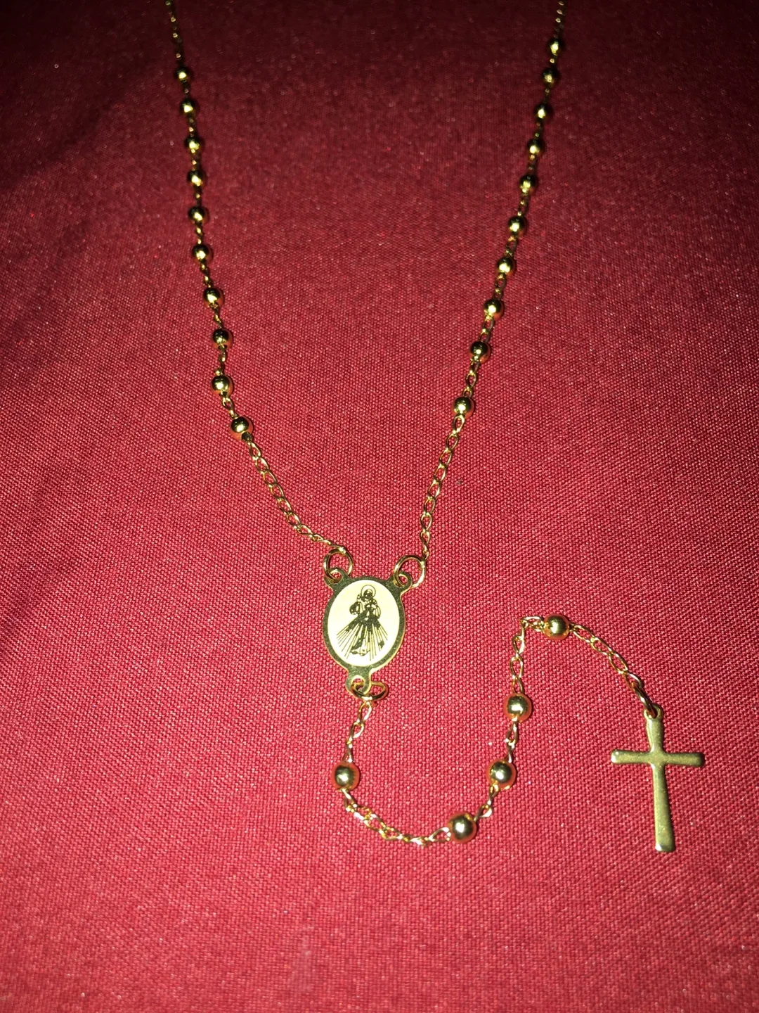 Gold-toned Catholic Rosary Necklace thumbnail