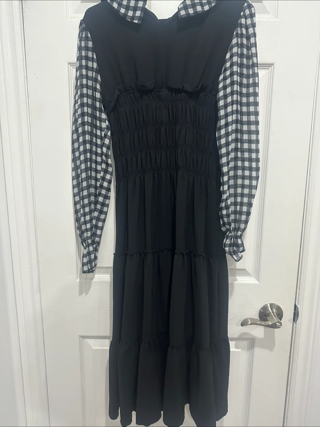 Black Gingham Sleeved Dress thumbnail