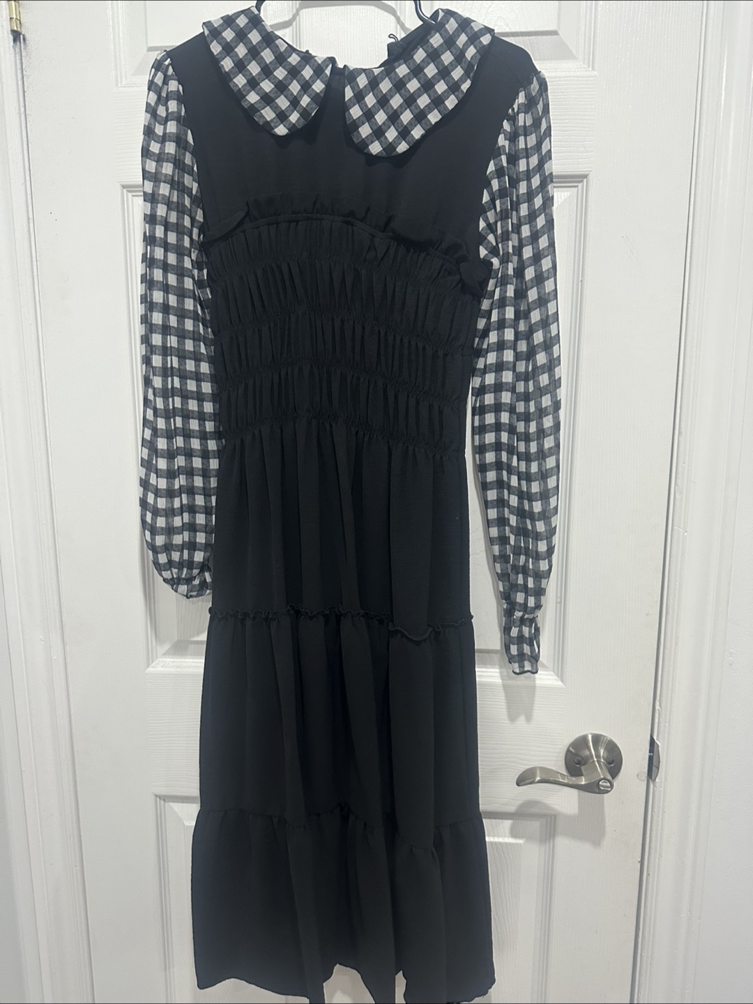 Black Gingham Sleeved Dress - photo 2