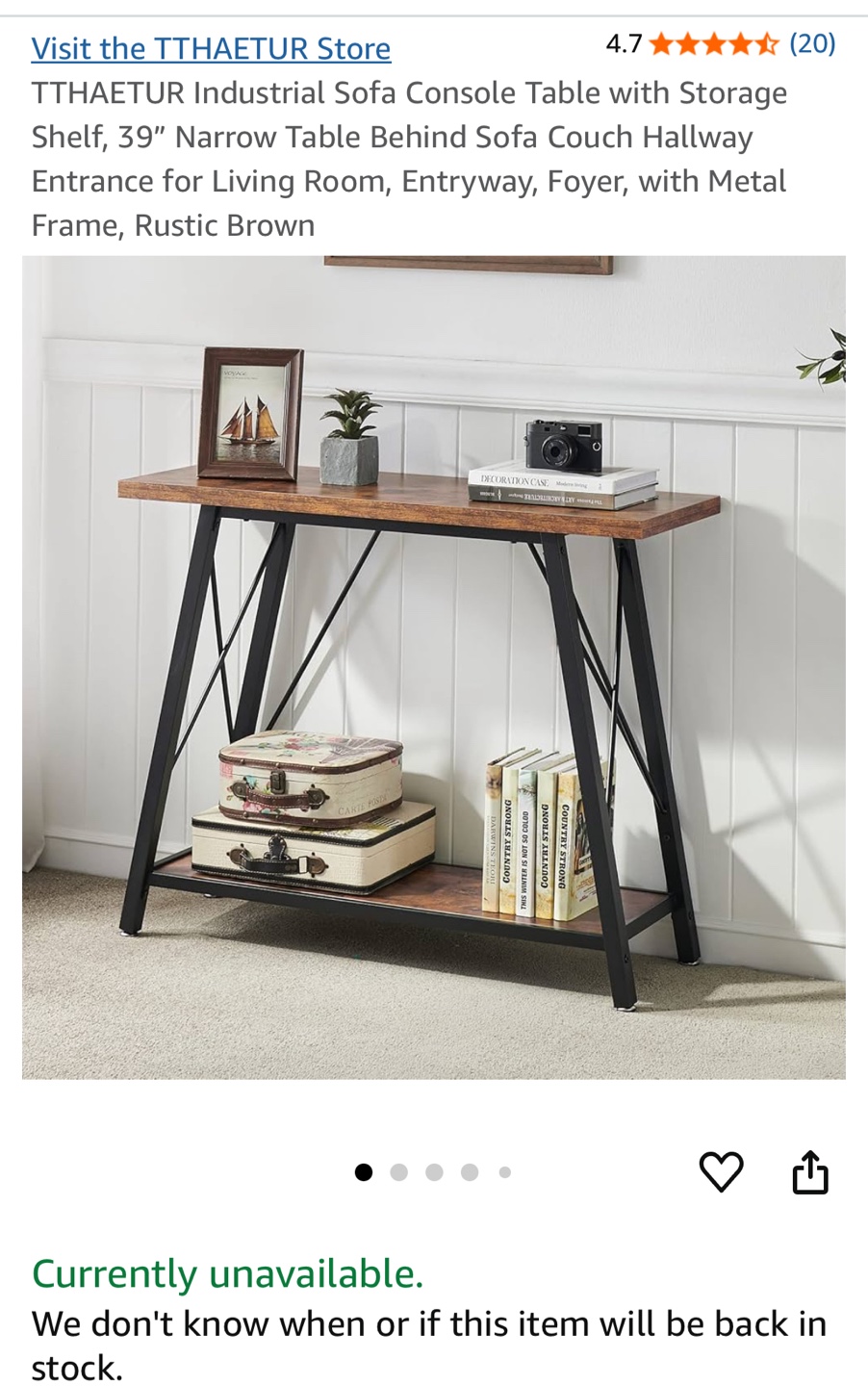 TTHAEUTUR Industrial Sofa Console Table
