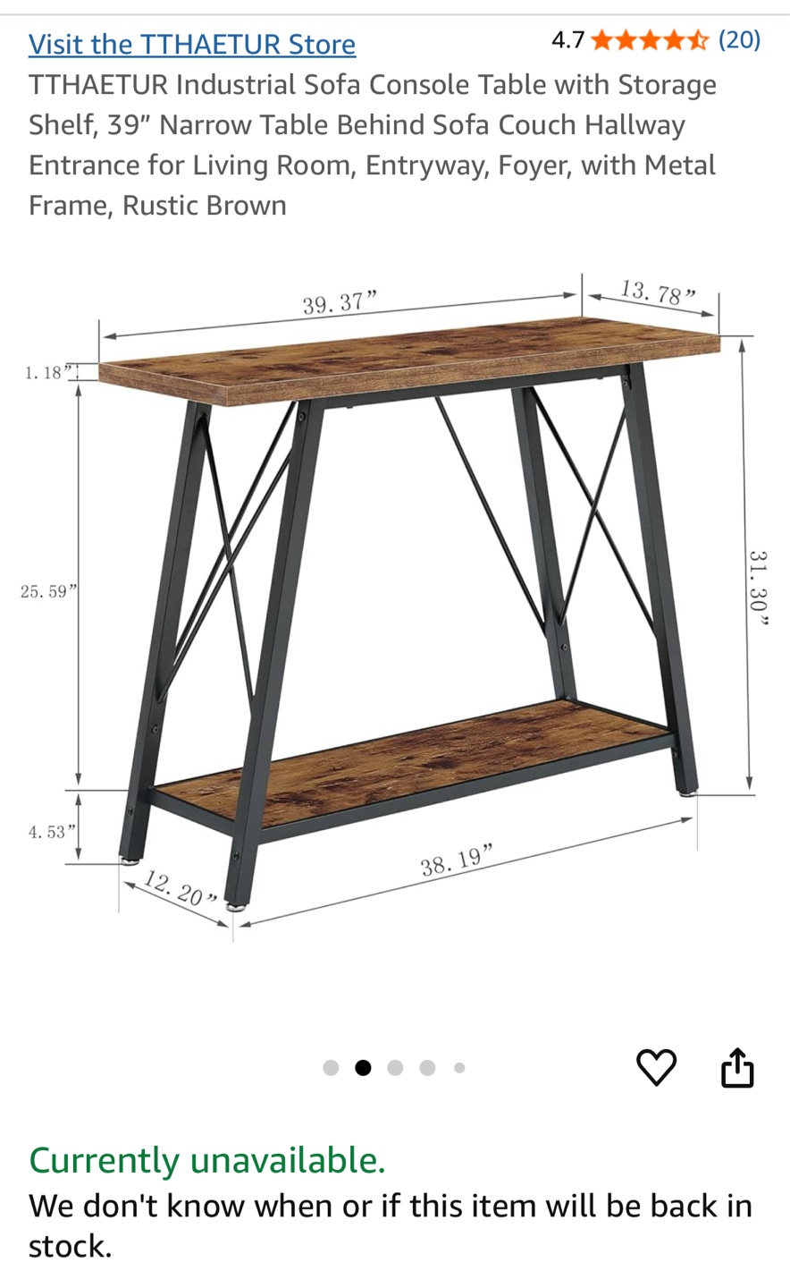 TTHAEUTUR Industrial Sofa Console Table - photo 2