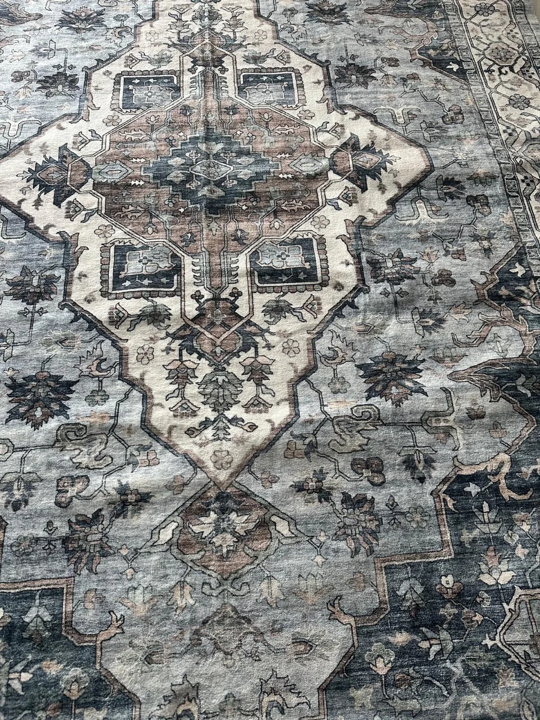 6x9 Area Rug Washable Boho Rug, Non Slip Carpet ,Blue/Multi image indicator(3)