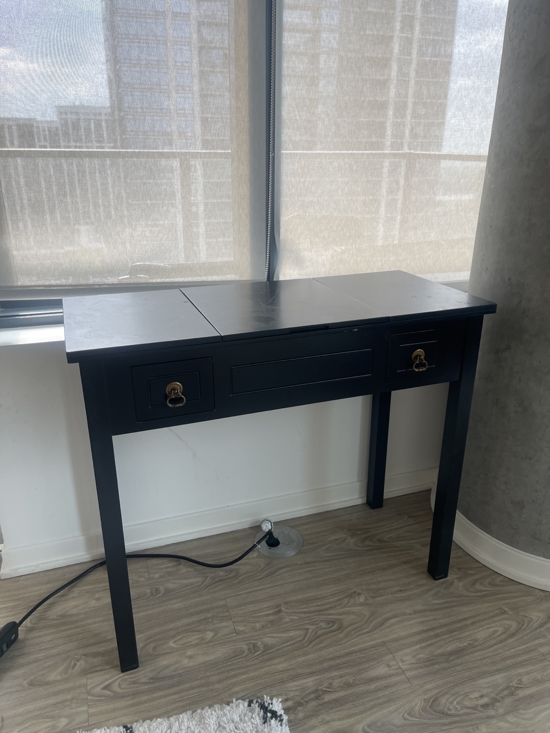 Black Wooden Desk with Drawers - photo 2