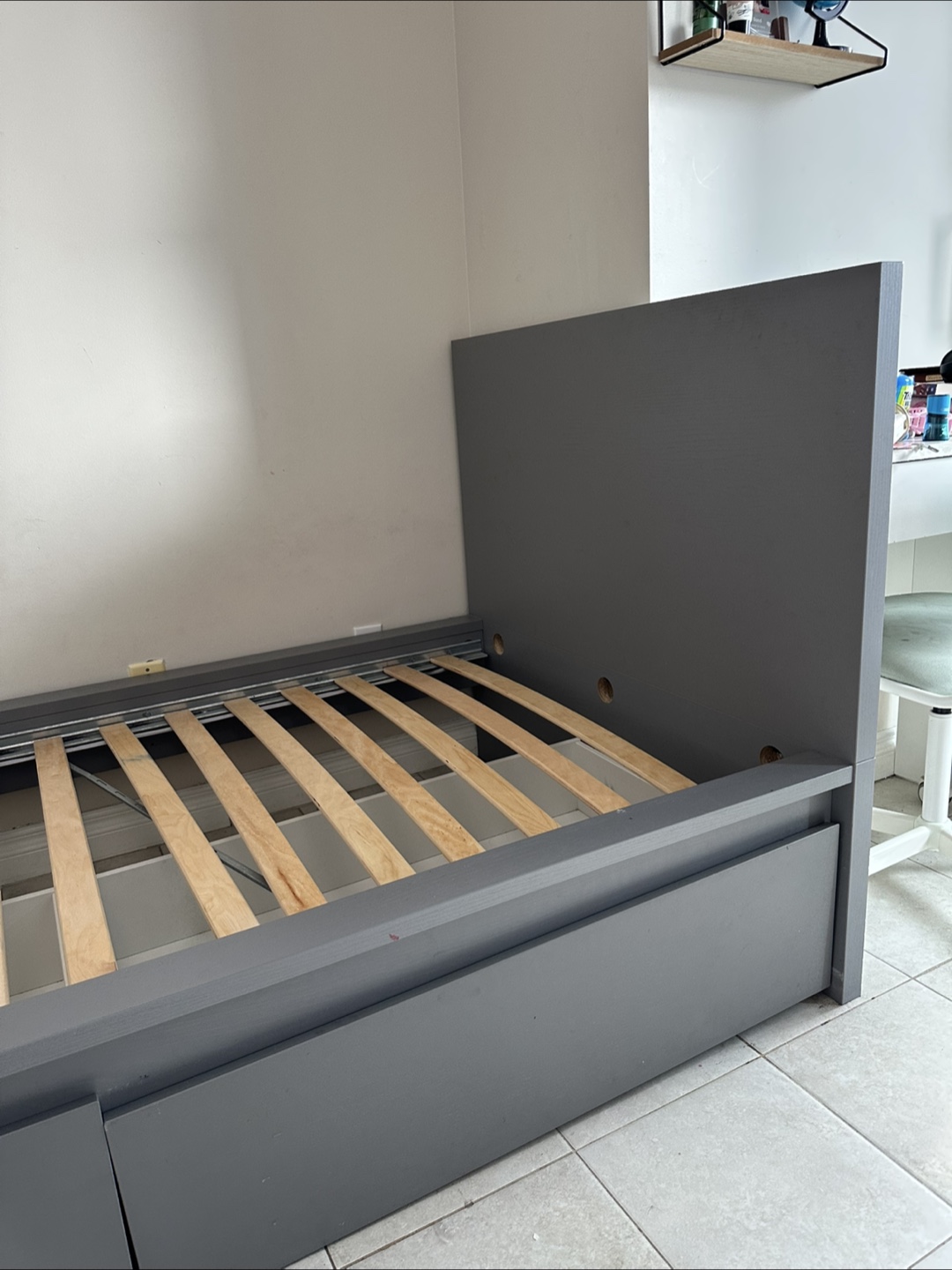 2 Grey Twin Bed Frame with Storage Drawers - photo 3