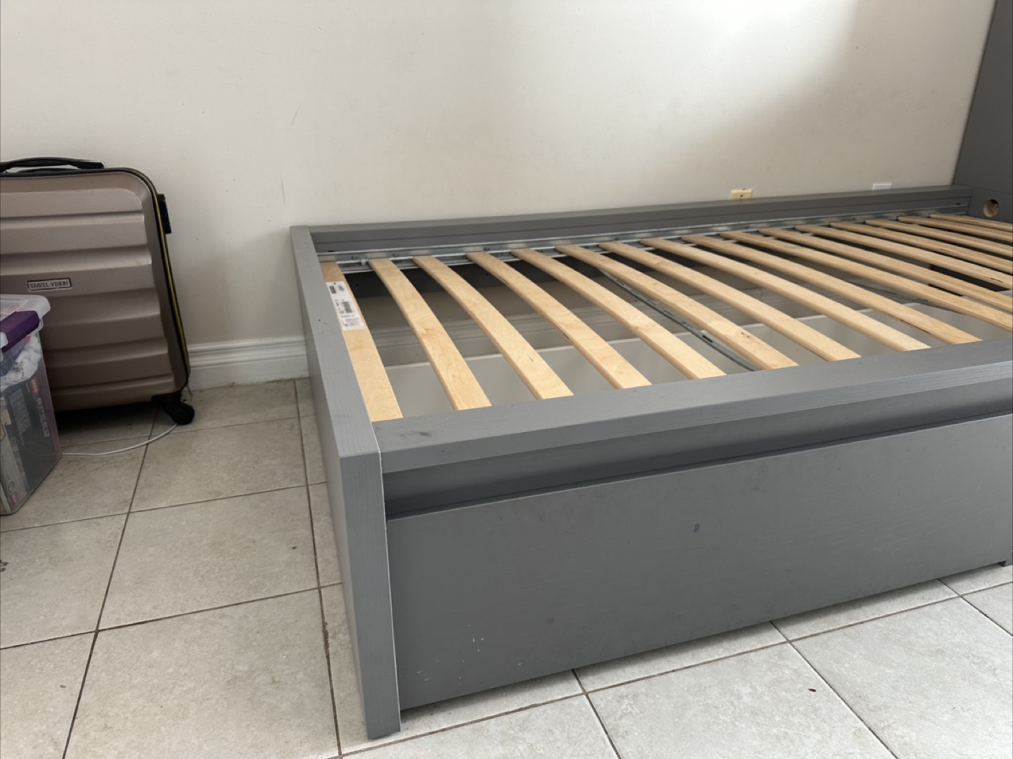 2 Grey Twin Bed Frame with Storage Drawers - photo 4