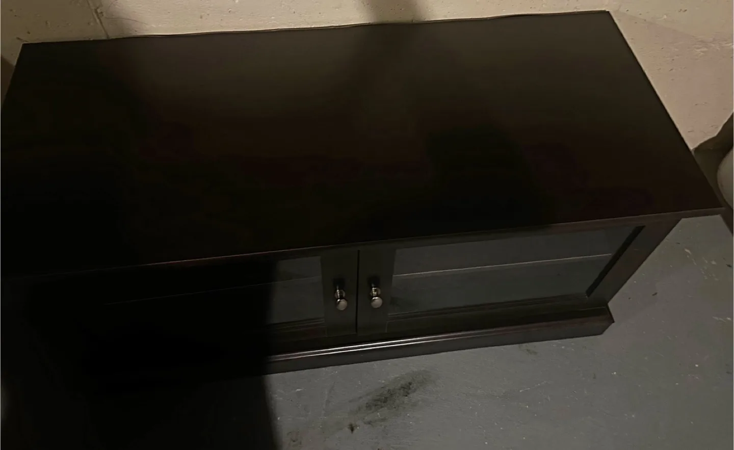 Dark Brown TV Stand with Glass Doors image indicator(5)