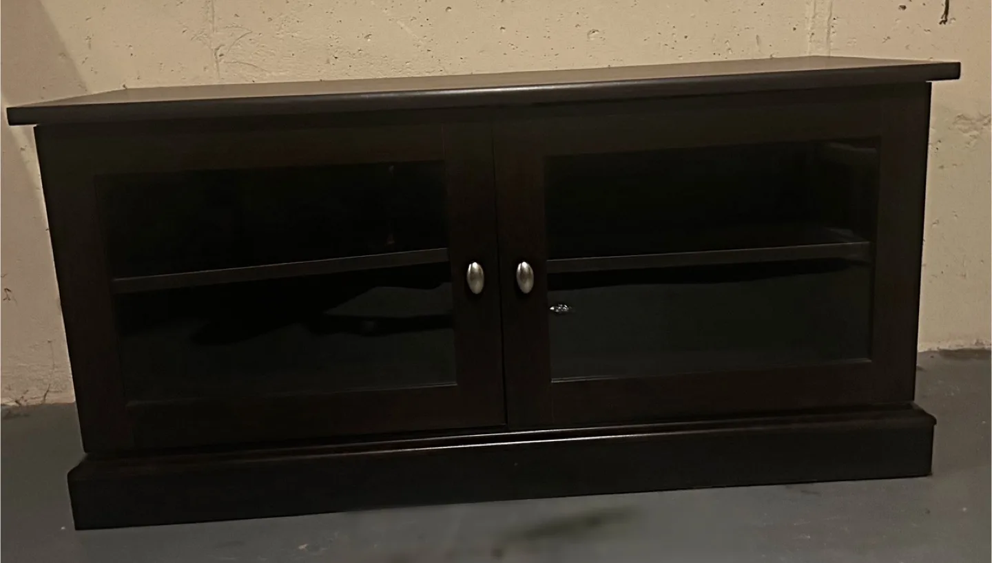 Dark Brown TV Stand with Glass Doors image indicator(3)