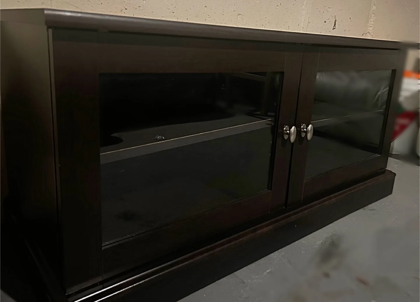 Dark Brown TV Stand with Glass Doors image indicator(2)