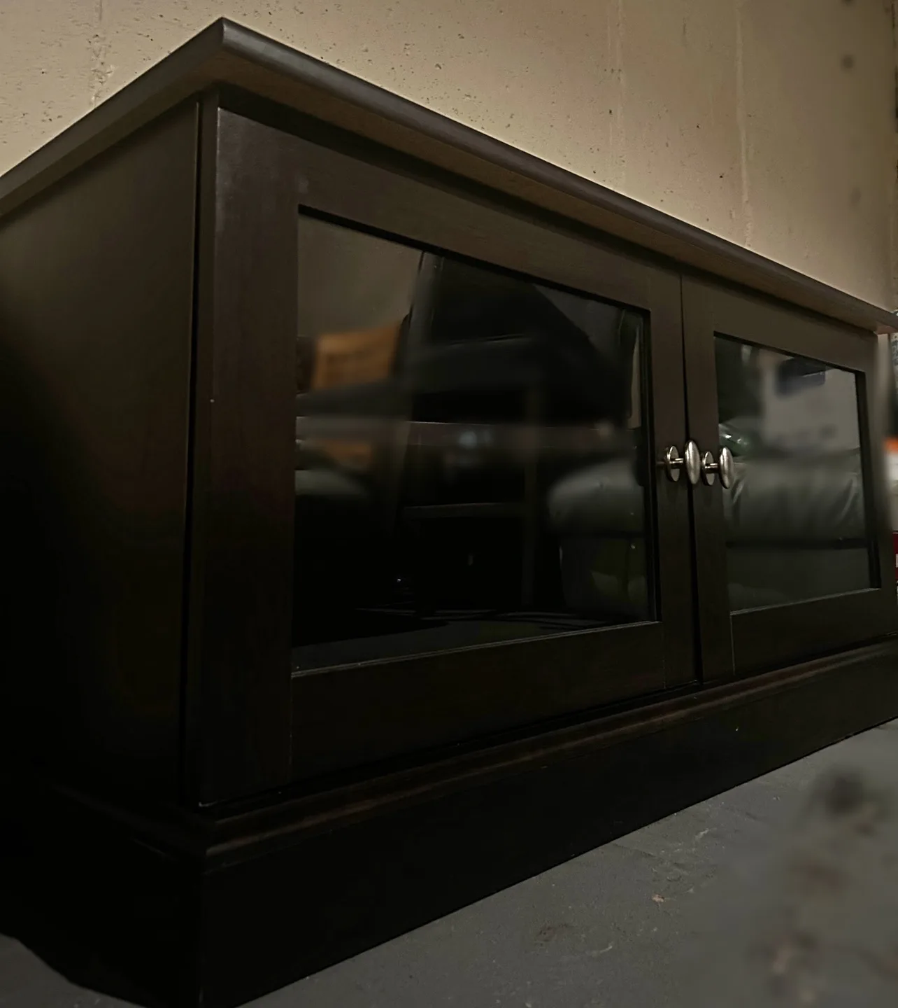 Dark Brown TV Stand with Glass Doors image indicator(7)