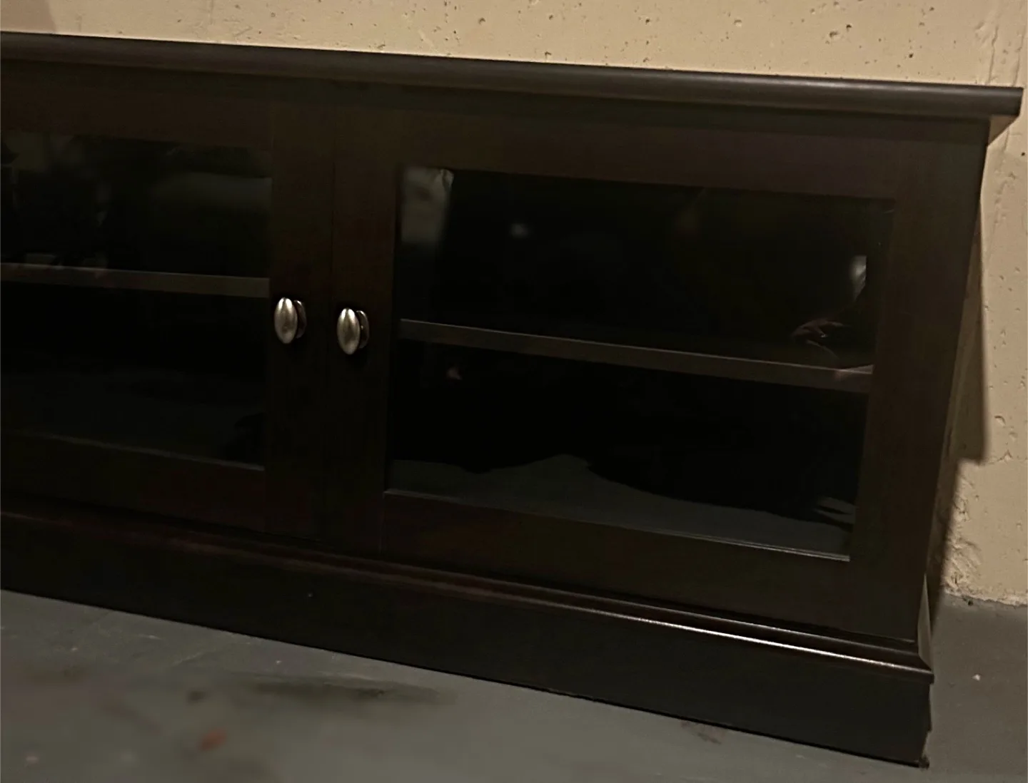 Dark Brown TV Stand with Glass Doors image indicator(4)