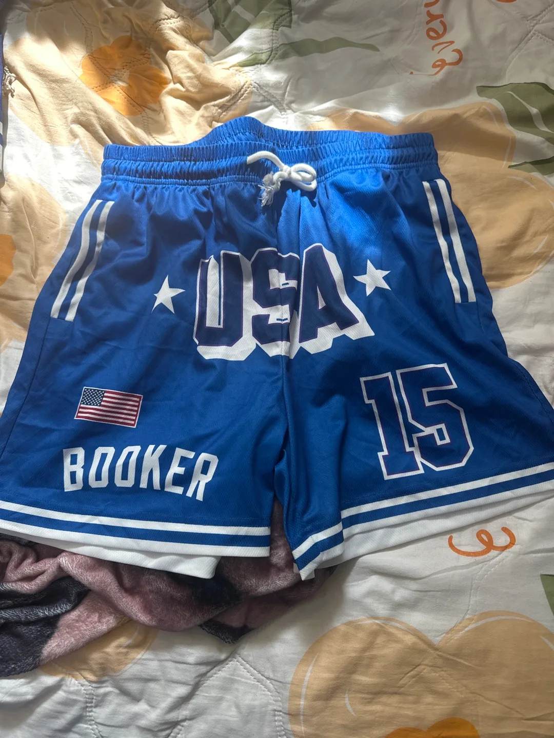 Blue Basketball Shorts with USA Design thumbnail