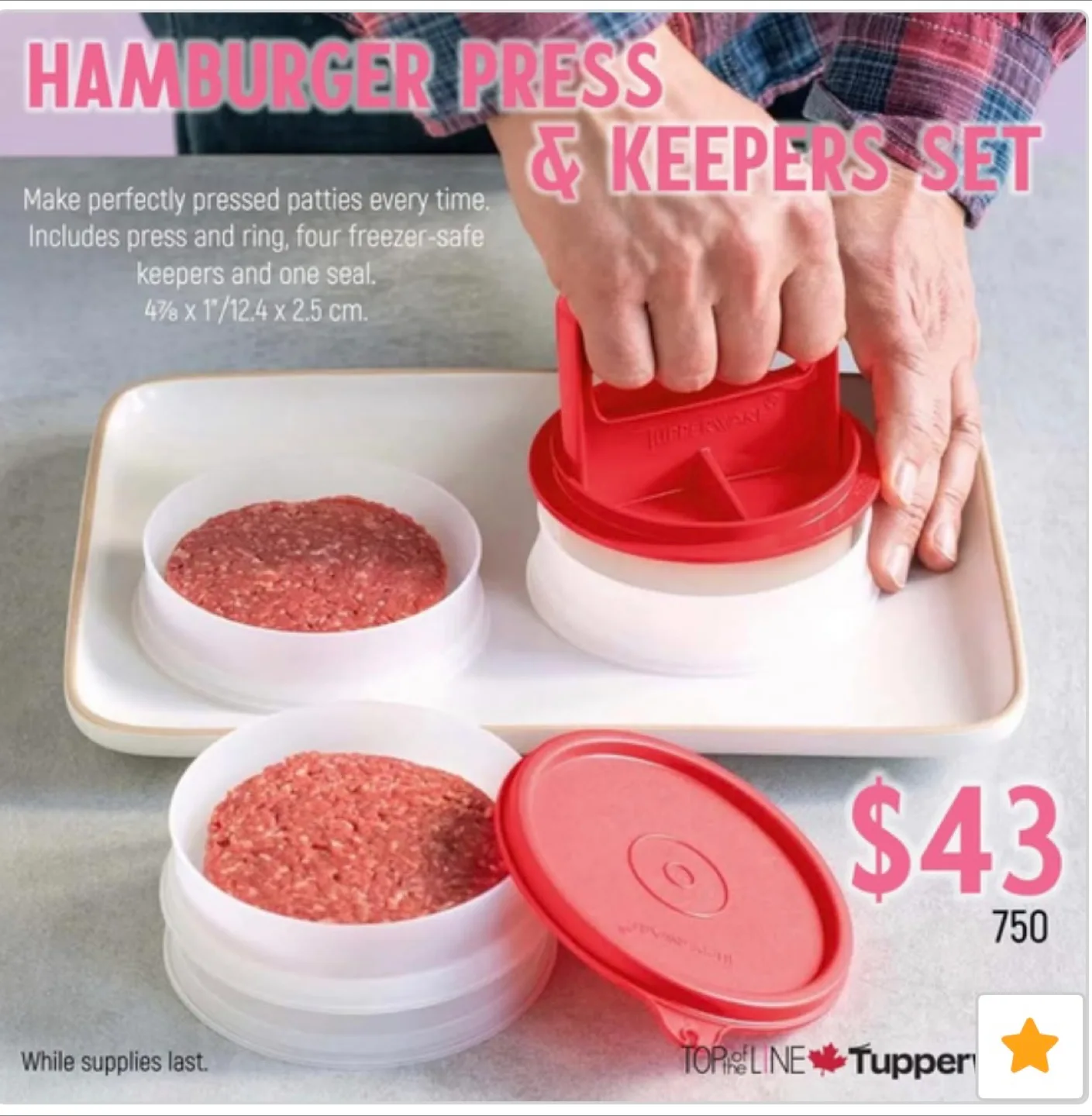 Tupperware Hamburger Press and Keepers Set image indicator(2)